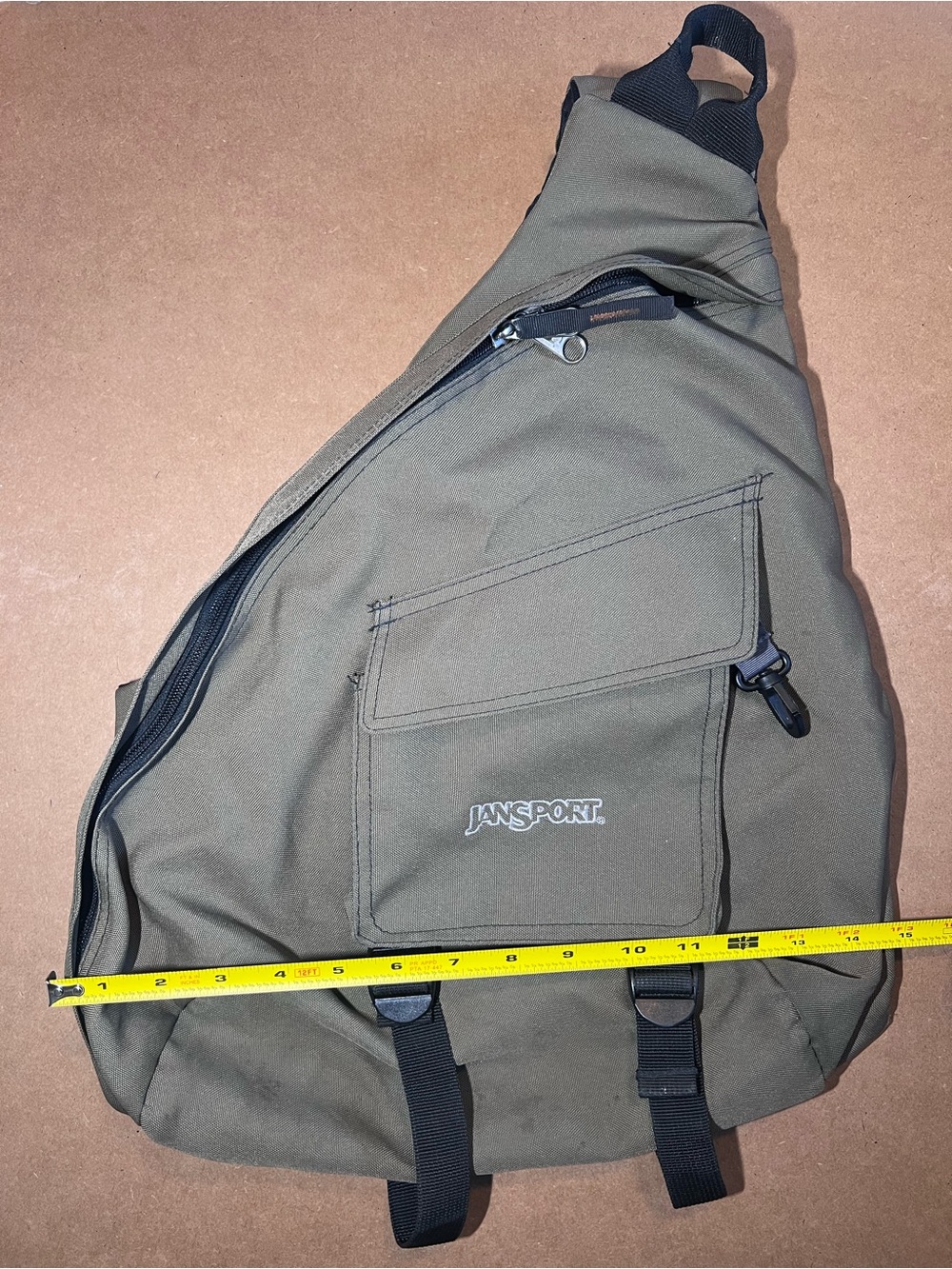 Vintage Y2K Original Jansport Olive Sling Pack with Nokia Size Cell Phone Pocket - Picture 5 of 17